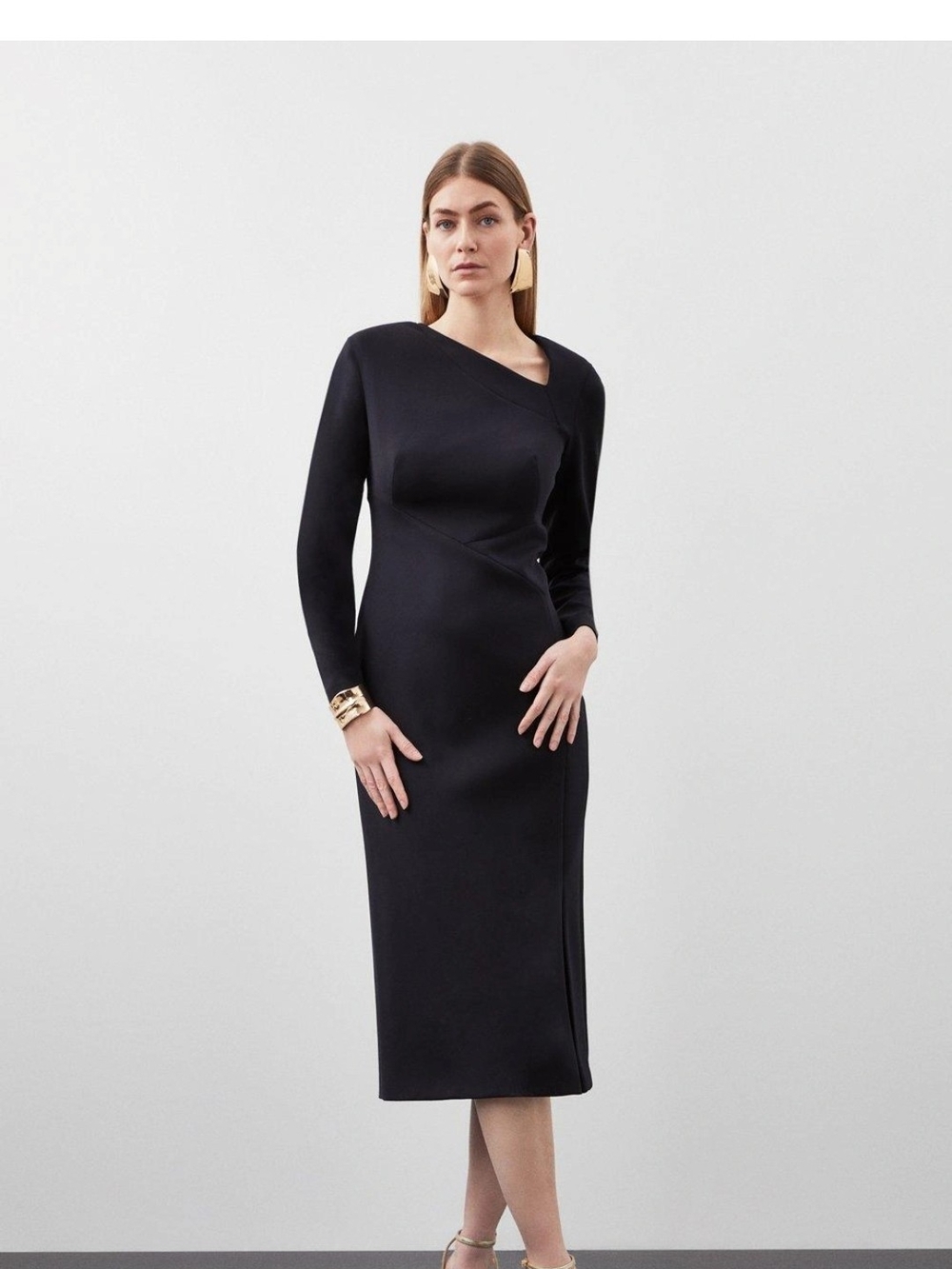 Karen Millen Black Midi Dress with Back Zip